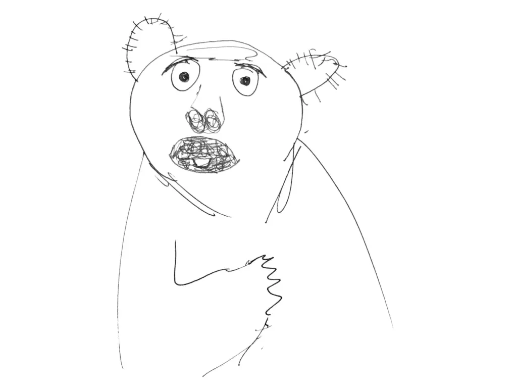 Zeichnung eines Lemuren, der ein bisschen wie ein Muppet aussieht.